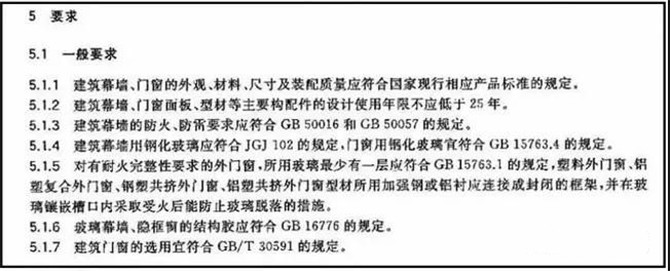 《建筑幕墻、門窗通用技術條件》(GB/T31433-2015)中5.5.5條規(guī)定